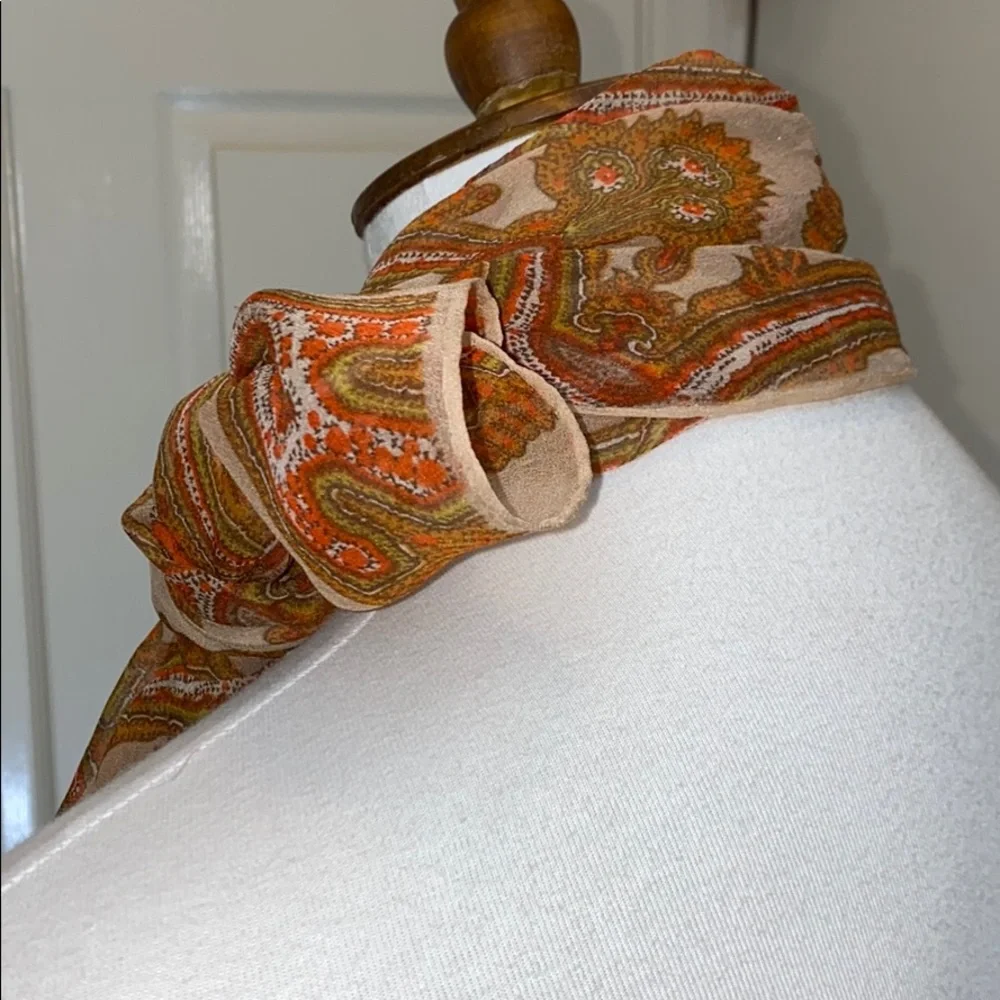 Vintage Glentex 100% Silk Scarf Japan Hand Rolled Floral Medallion 16 x 42